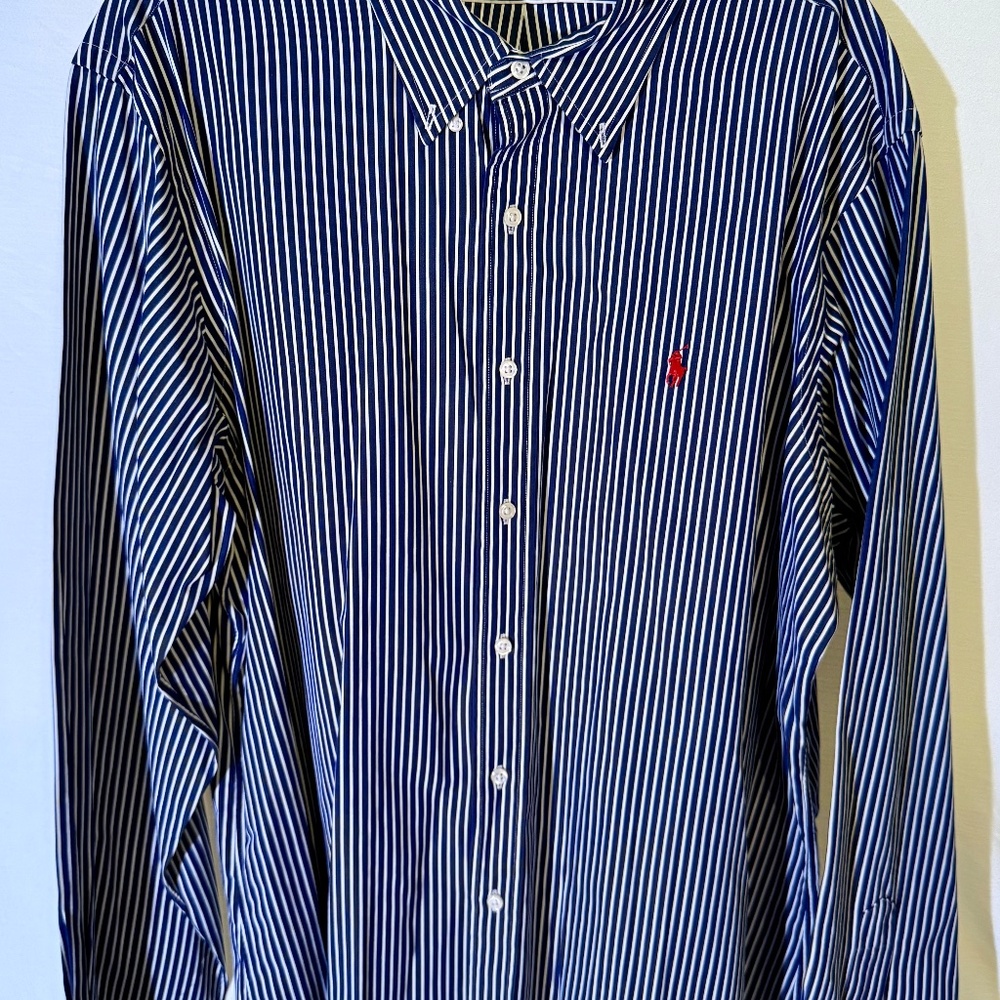 Ralph Lauren Navy & White Stripe Button-Down